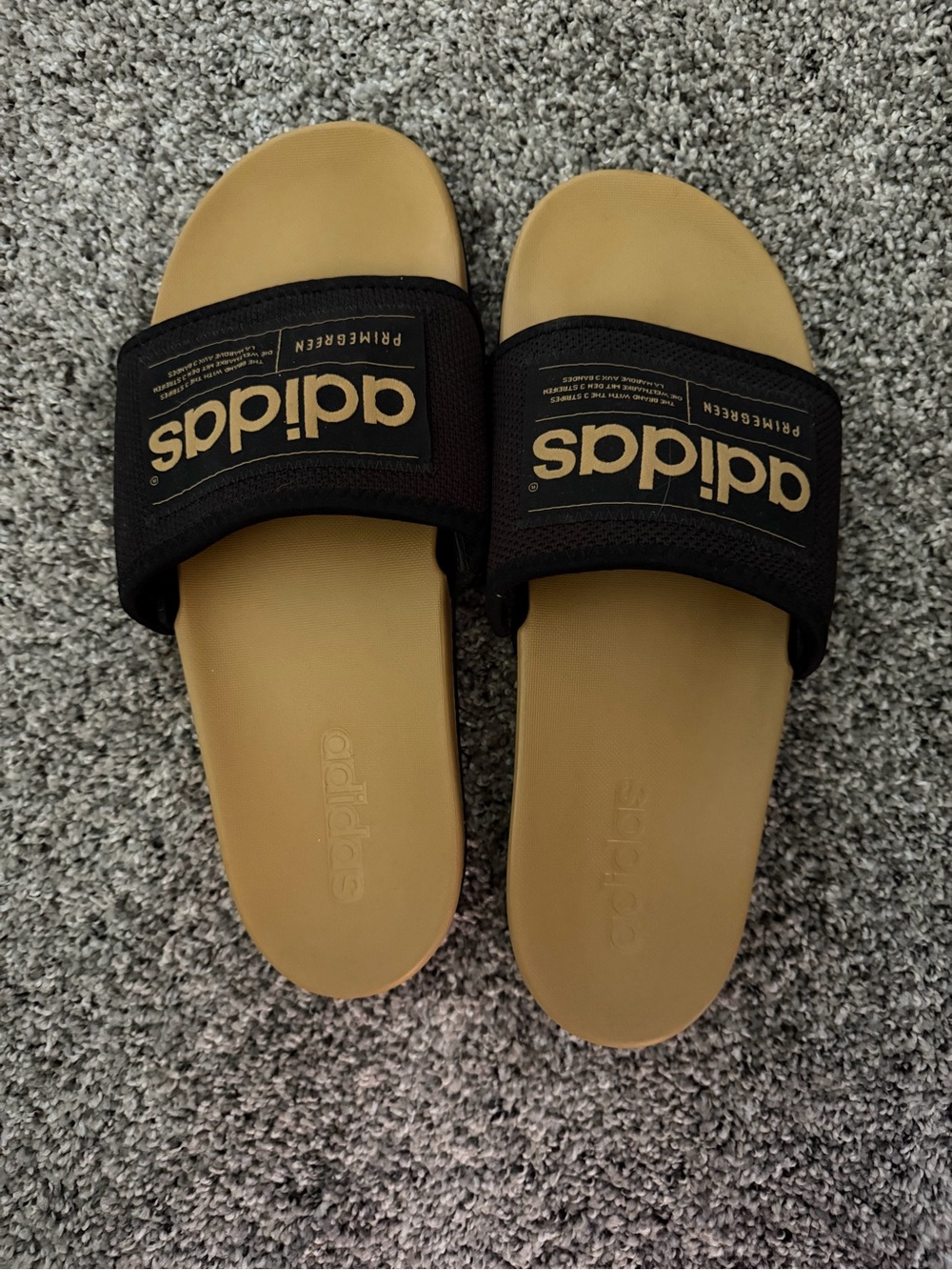 adidas Tan with Black Slides